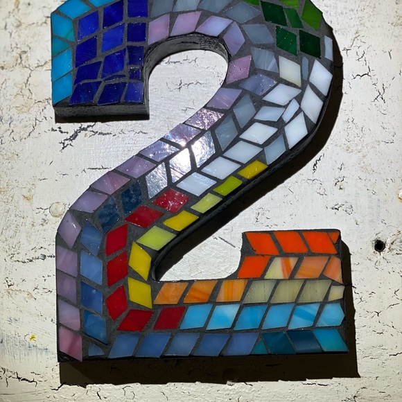 Stained Glass Mosaic House Number 2 Handcrafted - Picture 6 of 8